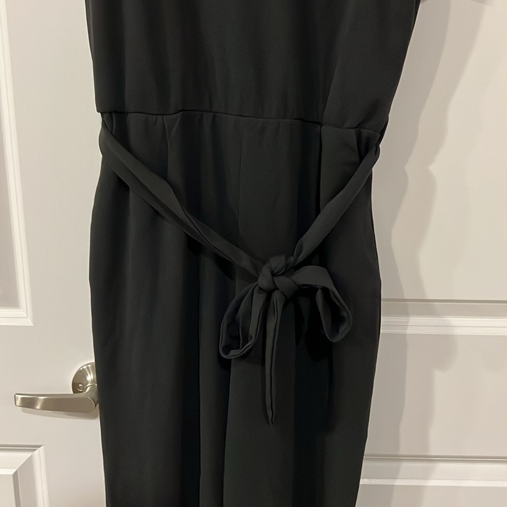 NWT BTFBM women jumpsuit crew neck ruffle sleeve belted wide leg size M - Picture 4 of 15